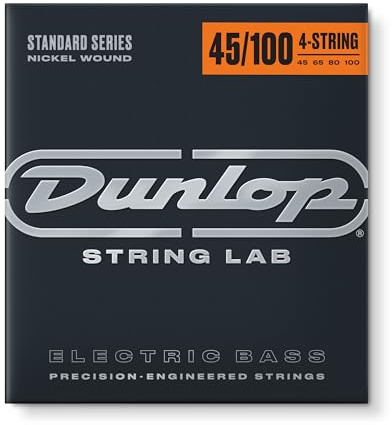 Dunlop DBN45100 Nickel Medium Lt 4 String 45-100 Stainless Steel Bass Guitar Strings