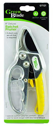 Green Blade 1x Red 20.5cm Deluxe Aluminium Ratchet Secateurs - Garden Gardening Plant Pruning Hand Cutter Clippers Scissors Shears Snips Tools