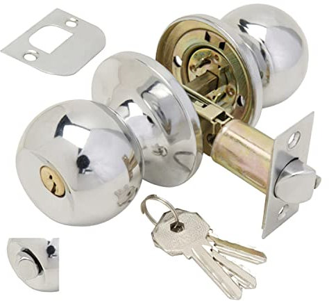 Pomo Puerta Wolfpack Con Llave Con Condena Cromado Para Entrada