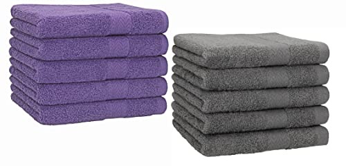 Betz Paquete de 10 Piezas de Toallas para Invitados Juego de Toalla de Lavabo 100% algodón tamaño 30x50 cm Toalla de Mano Premium de Color Morado y Gris Antracita