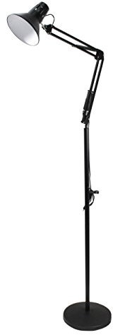 Lampada a piantana da terra con braccio orientabile luce da lettura in metallo per salotto D15 (Nero) A20