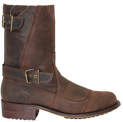 Grinders Route 66 Brown Biker Mens Oily Full Mid Calf Goodyear Welted Riding Leather Boots Stylish Hand Crafted Shoes (12 UK / 46 EU)