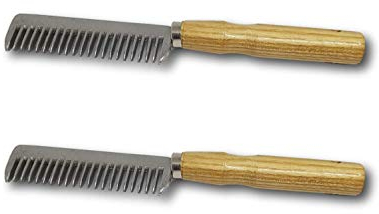 Mähnenkamm für Pferd Esel aus Metall mit stabilem Holzgriff (2X Holzgriff)