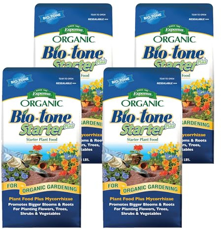 Espoma Organic Bio-Tone Starter Plus 4-3-3 Natural & Organic Food with Both Endo & Ecto Mycorrhizae; 8 lb. Bag; The Ultimate Starter Plant Food (Pack of 4)
