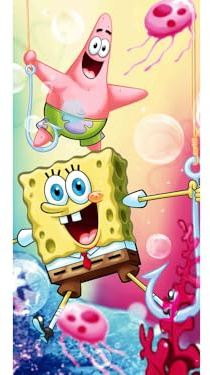 Jerry Fabrics Sponge Bob Schwammkopf Duschtuch Handtuch 70 x 140 cm Freunde 012
