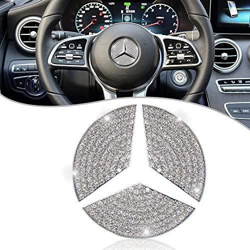 LbsAMP Cristal Bling Autocollant Accessoire Voiture Interieur 49mm Autocollant Logo Mercedes Benz Emblème de Volant pour A E S CLA CLS GLA GLB GLC GLE GLS SL