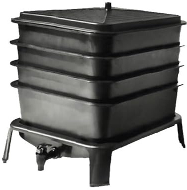 VERMI-FUTURE® Worm Condo Composting Bin, 4 Trays, Black, with Startup Bedding & 3in1 Soil Meter, Ideal for Small Households