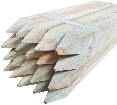3ft x 10 Fence Post Garden Square Tree Stakes Tanalised Treated Timber Fence Posts 45mm x 45mm Planed All Round Wooden Stakes Durable Outdoor Garden Fencing Supports Pressure Treated Timber Posts
