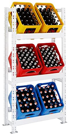 PROREGAL Étagère caisses à Boissons TEGERNSEE | HxLxP 160x80x30cm | jusqu'à 6 boîtes | Blanc | Porte-caisses, Support Bouteilles, Rack à Boissons