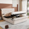 Merax Upholstered Bed Frame with Hydraulic Lift, 5FT King Size Bed Frame with Storage, Functional Ottoman Bed, Sturdy Construction, Without Mattress, Elegant Velvet Finish, Beige, 150x200cm