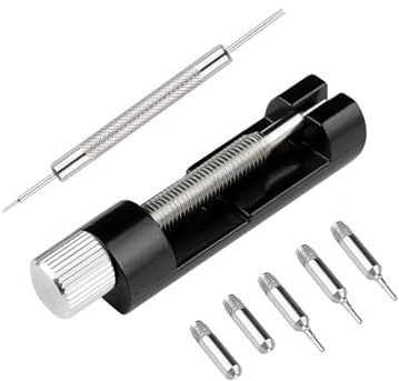 Watch Link Removal Kit, Tools to Adjust and Remove BraceletsïŒPin Remover for Sizing StrapïŒWatch Band Adjustment Tool Kit with Extra Replacement (Black)