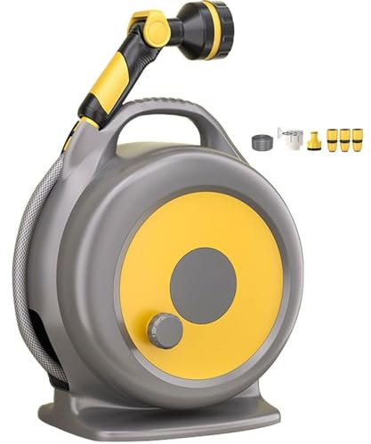 Genérico Carro portamangueras, Carro portamangueras de Agua, Carro portamangueras de jardín portátil Compacto, Juego de Herramientas para Pistola de Agua de Alta presión, Estante de Almacenamiento de