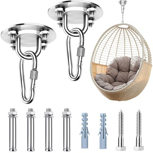Huanmin Fixation de balançoire - Charge maximale : 400 kg - Support pivotant à 180° en acier inoxydable - Pour crochet de plafond, fauteuil suspendu, balançoire, suspension, hamac, sac de frappe