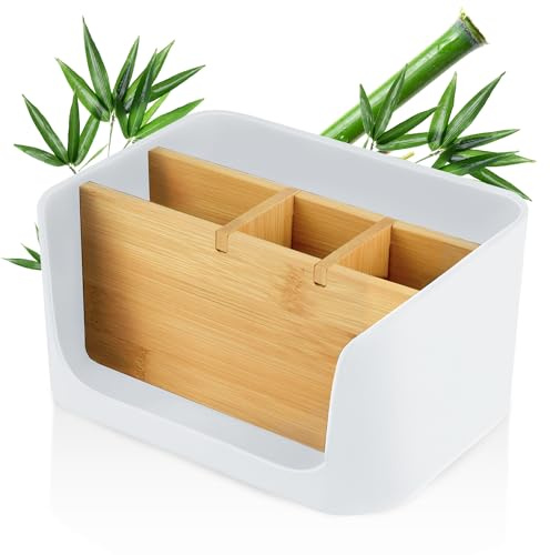 LIVONDO ECO desk organiser, table, office, cosmetic organiser, mobile phone & tablet holder, pen holder, desk, letter tray, napkin holder, organiser box, small, white