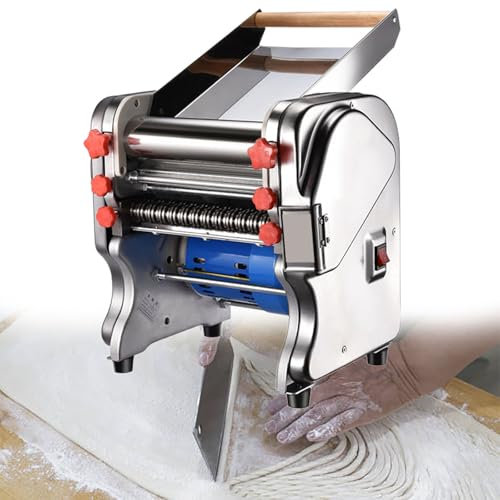 XSDAJSD Máquina para Hacer Pasta eléctrica Comercial, prensadora de Masa 2 en 1 con Rodillo para Espaguetis, cortadora de Fideos, para Uso doméstico en restaurantes