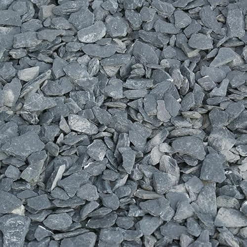 Charles Watson 20mm Grey Slate Decorative Garden Stone Chippings, Approx. 850kg Bulk Bag, Natural Stone for Landscaping
