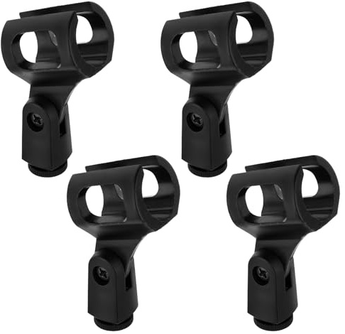 4-Pack Flexible Microphone Clip Holder, Adjustable Angle Rubber Mic Clamp