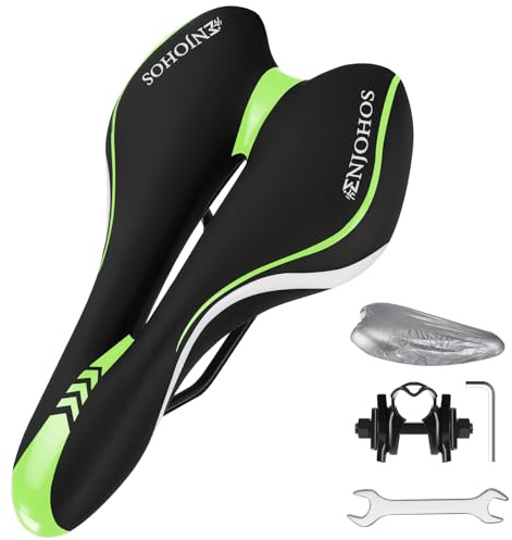 ENJOHOS Sillin Bicicleta MTB, Sillín Bicicleta Muy Comodo, Asiento de Bicicletas Impermeable, Sillin Antiprostatico, Sillín Bicicletas de Carretera Estática Montaña Gravel, Accesorios Bici - Verde