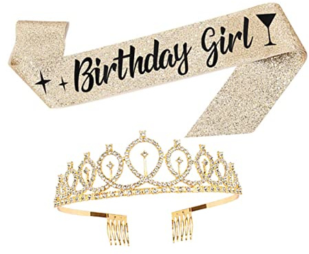 Warmhm Couronne Décorative Anniversaire Ceinture De Cérémonie Bandoulière Créative Pour Femme Avec Peigne Intégré