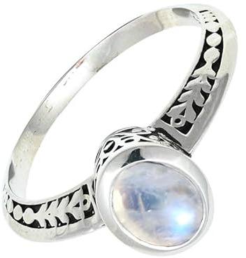 SILVERTROVE Ädelsten 925 sterlingsilver snygg handgjord band ring presentartiklar män och kvinnor smycken CRG1146AA, Ädelmetall Ädelsten, Månsten
