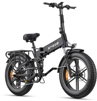 ENGWE Velo Electrique Pliable Vélo Électrique avec 20x4.0 Pouces Fat Tire,16Ah Batterie Amovible jusqu'à 150KM/110KM, Suspension complète,8 Vitesses, Engine Pro/Engine Pro 2.0 (Engine Pro 2.0, Noir)