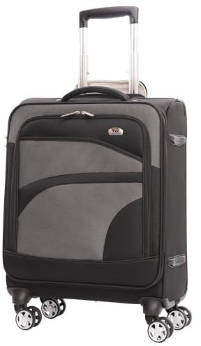 Aerolite Erweiterbar 55x40x20cm auf 55x40x23cm Lufthansa Eurowings Bordgepäck Handgepäck Koffer 55x40x20 55x40x20 mit 4 Rollen - Auch für Condor, SunExpress, TUI und Vieles Mehr (Schwarz)