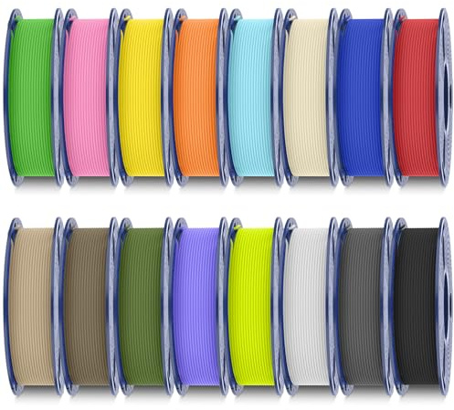 SUNLU Filamento PLA opaco 16 colori multicolore, filamento per stampante 3D PLA 1,75 mm, mini bobina, finitura opaca, confezionato singolarmente sottovuoto, confezione da 16.