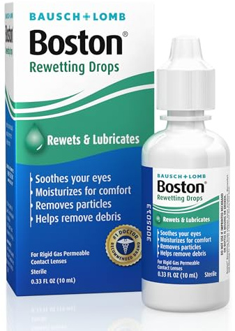 Boston Rewetting Drops RGP Contact Lens Comfort Solution, 0.33 Fl Oz