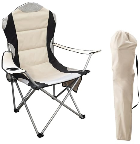 Spetebo Regiestuhl Deluxe kan belastas upp till 150 kg – färg: beige – campingstol extra bred, extra bekväm, extra stabil – fiskestol campingstol