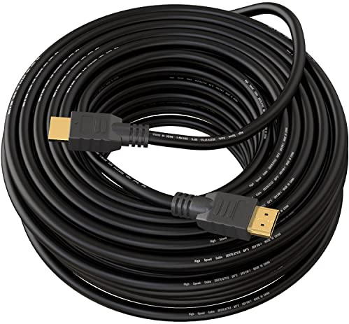 True HQ 20M HDMI Cable HIGH SPEED Long Lead with Ethernet ARC 3D | Designed in the UK | Full HD 1080P Compatible with PS4 Xbox One Sky HD TV Laptop PC Monitor CCTV | Black & Gold Plated