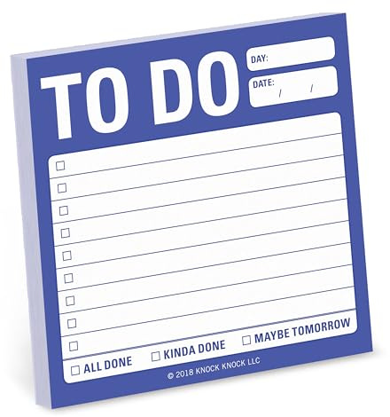 1-Count Knock Knock to Do Sticky Notes, to Do List Notepads, 3 x 3-inches Each
