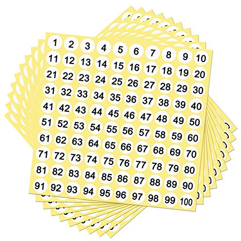 Adesivi Numeri 1 a 100 Autoadesive Adesivi Rotondo Inventario Storage Organizzazione Sticker 30 fogli