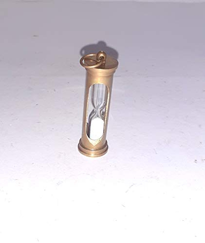 Ganga Nautical Miniatur-Sanduhr mit Schlüsselkinn, Messing, Anhänger, Halskette, funktioniert wirklich – nautisches Maritim – Mini-Sanduhr – Vorrat in Gelb