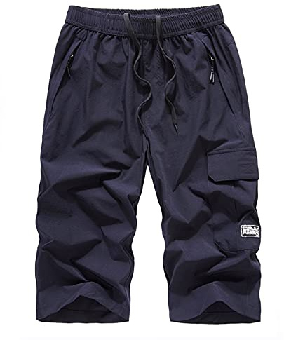 MakingDa Pantalon court décontracté pour homme avec poches zippées et séchage rapide et respirant