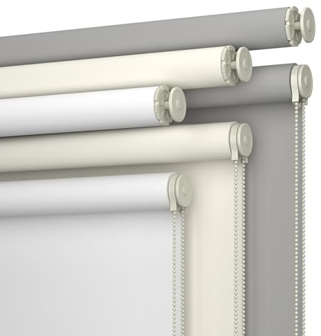 No Drill No Tools 100% Blackout Roller Shade | UV Protection | Easy-Care Fabric | Roller Blind for Windows & Doors | Pull Down Window Shade - Beige (38.5 W x 75 H)