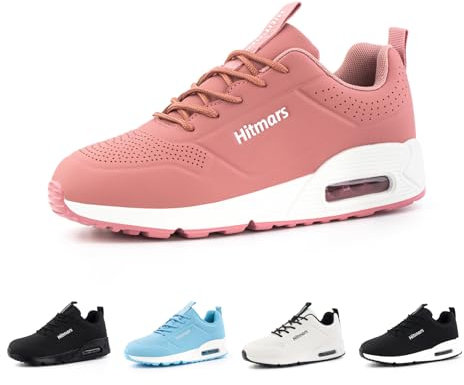 Hitmars Womens Trainers Running Shoes Wide Fit Sneakers Ladies Walking Shoes Lightweight Gym Shoes Breathable Athletic Sports Air Cushion Casual Jogging Shoes Pink Size 6