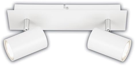 BRILONER - Focos LED Interior Techo con Clase de Eficiencia Energética A+, Orientable, 3000K Blanco Cálido, 2x focos 2W, 450 Lum, Aprox. 50.000H Luz, Lampara Techo, Candeeiro Teto, 29 cm, Blanco