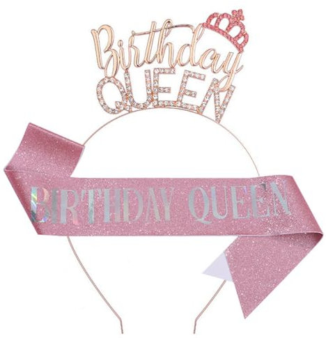 Compleanno Corona Diadema, Corona Cristallo con Cintura, Corona Compleanno Cintura Compleanno Coroncina Principessa, per Donna Girl Festa