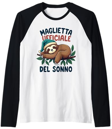 Camicia Da Notte Bradipo Pigiama Bambini Donna Uomo Dormire Maglia con Maniche Raglan