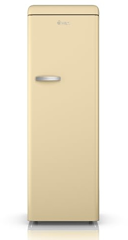 Swan Retro Tall Larder Fridge with 337L Capacity, 5 Glass Fridge Shelves, 1 Chrome Wine Rack, 6 Door Shelves, 1 Salad Crisper, Cream, SR11050CNE