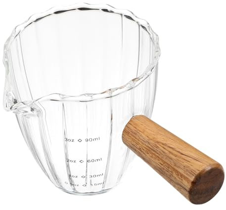 JECOMPRIS Tazzina Da Caffè Espresso in Vetro Manico in Legno Tazzine Da Shot Per Espresso Per Uso Domestico Caraffa Graduata