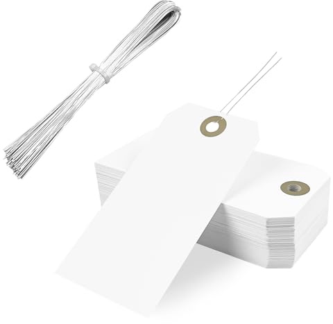 100Pcs Wedding Favor Tags, White Gift Tie on Blank Marking Tags 12x6cm for Presents, Large Price Tag for Clothing Display Luggage Craft