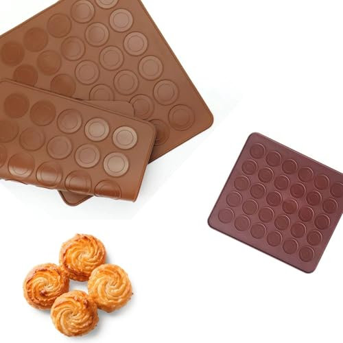 Silicone Macaron Baking Mats Non Stick 30 Moulds Macarons Baking Sheet for Making Bread, Macaroons Pastry Puff Cookies