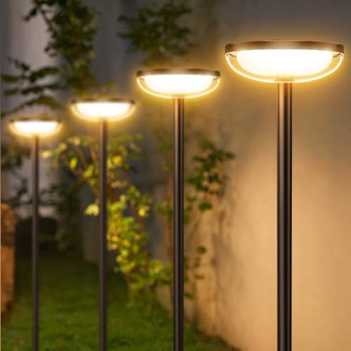 GEARLITE Solarlampen für Außen Garten 4 Stück, 3500K Natürlich-weiß Solarleuchten für Außen mit 1000 mAh Batterie, 40 Lumen Extra Helle Gartendeko mit IP65 Wasserdicht für Draußen Terrasse Outdoor