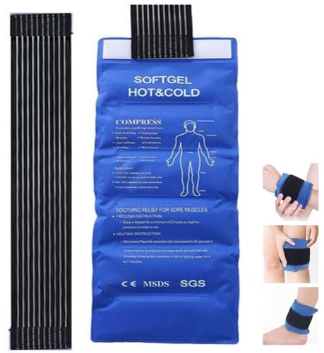 Compresse de Refroidissement avec Bandage, Poche de Glace en Gel, Compresse Chaud Froid Poche de Glace en Gel, Compresse à Glace Froide Versatile Réutilisables, pour Soulager les Douleurs, 17 * 44 cm
