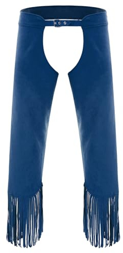 Alvivi Chaps De Cow-Boy Pantalon Ouvert Entrejambe Homme Cosplay Bleu M
