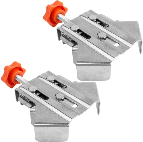 Treki 2 Pcs Stainless Steel Right Angle Clamp Corner Clamp for Woodwork, 90 Degree Right Corner Clamps with Adjustable Swing Jaw for DIY Woodworking Welding(Open Type)