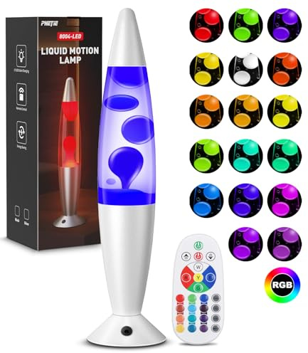 PHEJIE Lampada Lava con Telecomando, 17 Colori - Moderna Lampada Lava a LED con Cambio Colore Automatico e Timer da 8 Ore, Portata di 15 m - Illuminazione Ambientale per Soggiorno, Cameretta, Ufficio