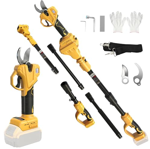 Electric Pruning Shears Compatible with DeWalt 20V Max Battery, 2-in-1 Cordless Garden Shears with 6.56FT Telescopic Pole, 35mm Cutting Diameter Cordless Pole Pruner Garden Tool(Battery Not Included)