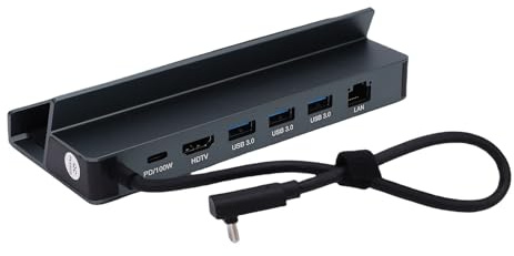 XUMIUZIY Dock 6 en 1, Estación de Acoplamiento para ROG Ally Steam Deck Legion Go con 4K 60Hz HD 2.0 Gigabit Ethernet 100W PD Carga Puertos USB 3.0, para Computadoras Portátiles,